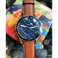 Men's Watch FL G*a*t FS5268 Chronograph Blue Dial Gold Brown Leather Original