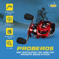 PROBEROS Reel BC CNC Wire Cup Gear Ratio 7.3:1 Ball Brearing 6+1 Max Drag 6kg Magnetic Brake System 