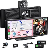 9.26 Inch Apple Car Play Screen Android Auto Screen, Car Tablet with Rotating 4K Dashcam Front and R
