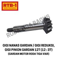 (RTB 1) Gear Gir Gigi Nanas / Gigi Reduksi Pinion Gardan 12T (12:37) - Gardan motor roda tiga Viar