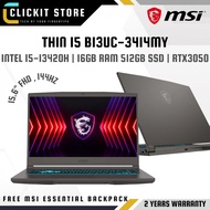 MSI Thin 15 B13UC-3414MY Gaming Laptop - 15.6"FHD/i5-13420H/16GB/512GB/RTX3050 4GB | 9S7-16R831-3414