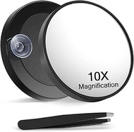Macaki 10X Magnifying Mirror with 2 Suction Cups, 3.5 inches Magnified Makeup Mirror and Slant Tweez