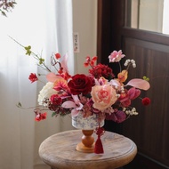 【遇見恆久】松語迎春日本進口永生花青花瓷盆栽 新年盆栽