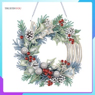 Special Shaped Diamond Painting Hanging Wreath Acrylic Christmas Crystal Painting Wreath for Home Window Door Decor Gift