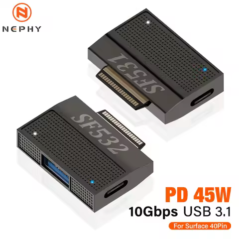 PD 45W Magnetic Type C Power Adapter With USB A 3.1 For Microsoft Surface Pro 3/4/5/6/7/8/9/X Go Boo