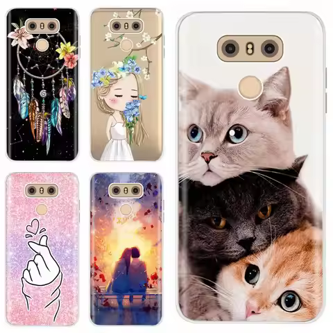 For LG G6 Case Cute Cat Cartoon Cover Soft Silicone Phone Case For LG G6 Plus G 6 LGG6 H870 H871 H87