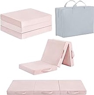 Givjoy Foldable Floor Mattress for Kids, Toddler Washable Tri Folding Floor Nap Mat for Sleeping Daycare, Child Trifold Futon Sofa Bed with Storage Bag for Girls and Boys