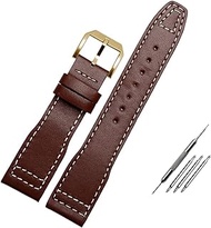 GANYUU 20mm 21mm Brown Black Men Watchband For IWC Pilot Mark XVIII IW327004 IW377714 Watch Strap Calf Genuine Leather Bracelet (Color : Brown white Gold, Size : 20mm)