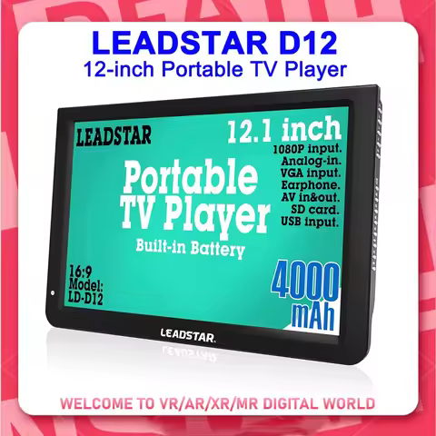 LEADSTAR D12 Portable TV Player LD-D12 Portable Digital TV 12 Inch Mini Car TV DVB-T DVB-T2 ISDB-T A