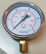 Pressure Gauge Ransburg 25 kg/cm2, 350 psi, Drat Kuningan 0,5 Inchi