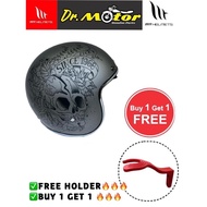MT HELMETS LE MANS 2 SV SKULL & ROSES A2 MATT GREY CAFE RACER VINTAGE TOPI KELEDAR HARLEY DAVISON 10