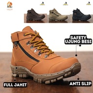 Sepatu Safety Pria Original Proyek Lapangan Hiking Trekking Full Jahit Ujung Besi Lion