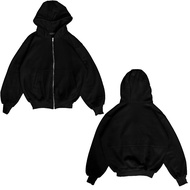 Jaket Sweater Hoodie Boxy Double Zipper Oversize FULG HITAM Distro Pria Wanita outfit cowok kalcer