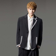 品立秋裝男士休閑西裝  裁魂系列千鳥格拼接西服外套