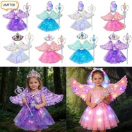 UMTTER Glowing Wings, Party Props LED Wings Angel Feather Wings Set,  Light Up Feather Decor Tutu Sk