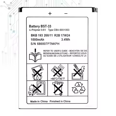 BST-33 Phone Battery For Sony Ericsson BST33 W205 W300 W300i W302 W395 W595 W595a W610 W610i W660 W7
