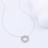 Clavicle Chain Empty Holder s925 Round Diamond Korean Version Necklace Inlaid Jade Necklace Female S