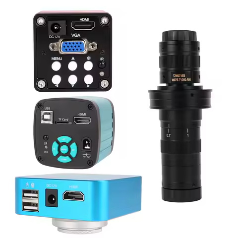 4K 2K 1080P Microscope Camera HDMI USB VGA Industrial Camera 0.7X-4.5X C-mount Lens 50mm For Magnifi