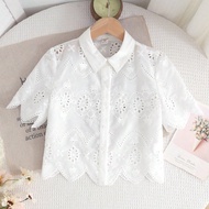 Áo cánh thường ngày thêu hoa ren hoa cổ điển dễ thương thanh lịch dành cho bé gái, tuyệt vời để mặc