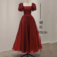 Airuchu ชุดหมั้นชุดราตรีสีแดงไวน์ชุดเจ้าสาวสามารถสวมใส่ได้ในงานเลี้ยงขอบคุณสำหรับผู้หญิง