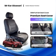 Perodua Bezza 1.0 / 1.3 Car Seat Cover PVC Cushion Cover Leather Black Red Line Black Red Side 2 Hea