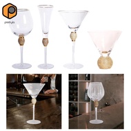 [prettyia] Cocktail Glasses Cups Gold Rim Clear Drinkware Coupe Glass Wine Glasses Champagne Cups fo
