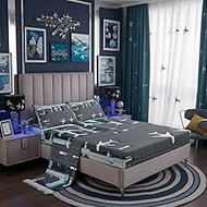 Castle Fairy Airplane Bed Sheet Set Twin Size,Airport Runway Sheet Set Kids Teens,Aircraft Bedding D