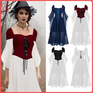 fulaide Medieval Witch Dress Halloween Gothic Costume Cocktail Dress Batwing Sleeve Slim-Fitting Wom
