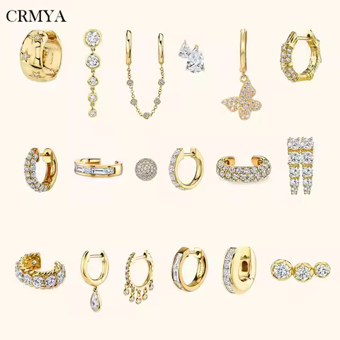 CRMYA Gold Filled Silver Color Hoop Earrings For Women Stud Earring Zircon Piercing Drop Earings Per