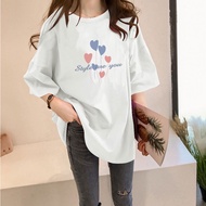 [AMYGO] A21325 Loose Tshirt Woman Plus Size Baju T shirt Perempuan Lengan Pendek T-shirt Women Murah