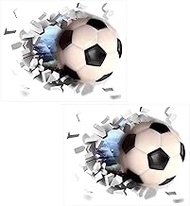 2pcs 3D Soccer Wall Stickers, 40x33cm/15.75x13in Self-Adhesive Soccer Wallpapers Football Wall Decal