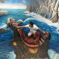 3D Painting Hand-Painted Customized 3D Three-Dimensional Painting Experience Hall 3D Wall Painting E