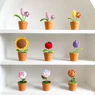 Hand-Woven Wool Flowers ''Sunflower Crochet Pot Home Decoration Cactus Artificial Flower Wool Flowers Finished Product