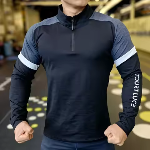 Men Compression Running T-Shirt Breathable Elastic Sweatshirt Long Sleeve Tight Tops Training Joggin