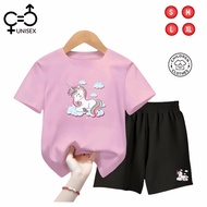 GC - Unisex Kids Set Black T-Shirt + Shorts - UNICORN 001