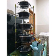 Rak Periuk Dessini Rak Bertingkat Stainless Steel Rak Dapur Kitchen Rack Stainless Steel Pot Rack