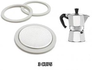 3 CUPS BIALETTI  Moka 比樂蒂 鋁質經典摩卡咖啡壺 (非原廠)代用 3杯裝 墊片和過濾器