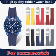 Curved Interface Rubber Strap Suitable for 20mm MoonSwatch Rolex Submariner Men Women Waterproof Sports Watch Bracelet