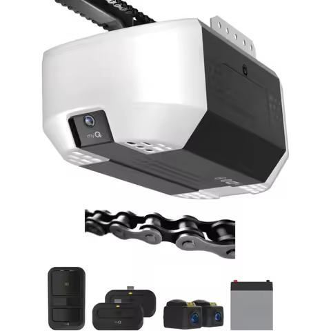 3/4 HP Smart Garage Door Opener Chain Drive with Camera Battery Backup Light myQ