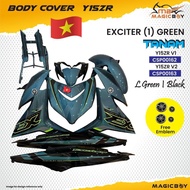 MAGICBOY Y15ZR V1/V2 COVER SET EXCITER GREEN (1) SIAP TANAM STICKER CUSTOM VIETNAM DESIGN