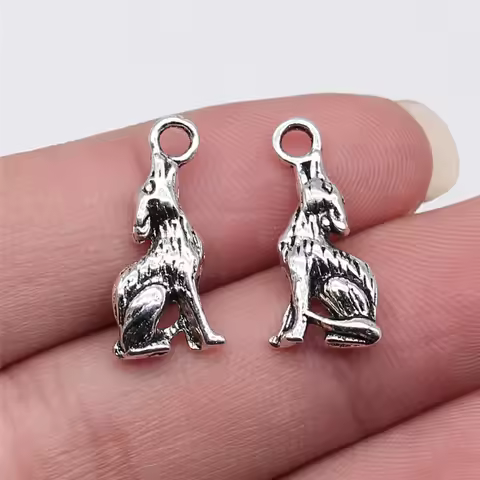 WYSIWYG 10pcs 21x7mm Antique Silver Color Howling Wolf Charms Pendant For Jewelry Making DIY Jewelry
