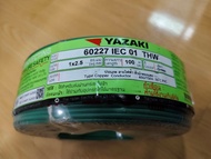 สายไฟ YAZAKI THW 1x2.5 SQ.MM. สีเขียว ราคา 8.47 บาท