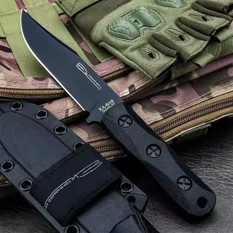 KA-BAR EK50 Fixed Blade Knife with Sheath 8Cr13Mov Blade Nylon Fiber Handles Outdoor Hunting Surviva