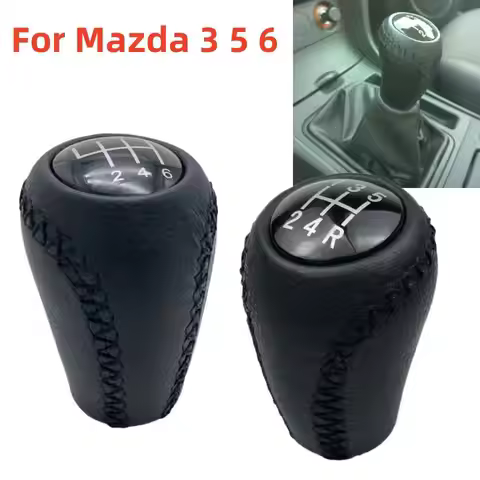 5/6 Speed Leather Gear Shift Knob Lever For Mazda 3 BK BL 5 CR CW 6 II GH CX-7 ER MX-5 NC III 2005 2