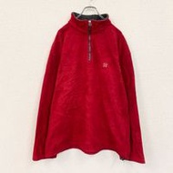 古著TOMMY HILFIGER HilfigerRED半拉鍊抓絨外套，尺寸 2XL