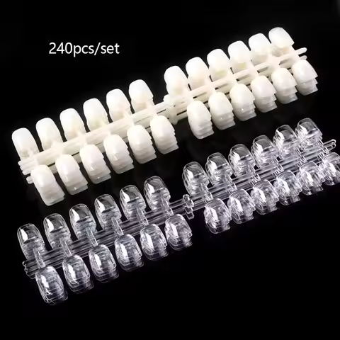 TSZS 240pcs/bag Acrylic False Nail Display Tips Chart Natural Transparent Short Square Oval Nail Dis