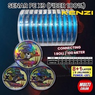 PE X9 Kenzi Piranha Fishing Line 100Mconnecting / PETALI Braid X9 Piranha Kenzi (Multicolor) Braided