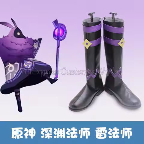 Game Genshin Impact Abyss Mage Hilichurl Cospalay Boots Shoes Anime Genshin Mage Thunder Cospaly Wig