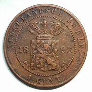 Koleksi Uang Koin Kuno Benggol 1 Cent Nederlandsch Indie Tahun 1898. B