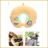 RUNUN Travel Portable Neck Pillow Cartoon Neck Support Pillow with Eye  Memory Foam Cushion Soft Travel Accompany